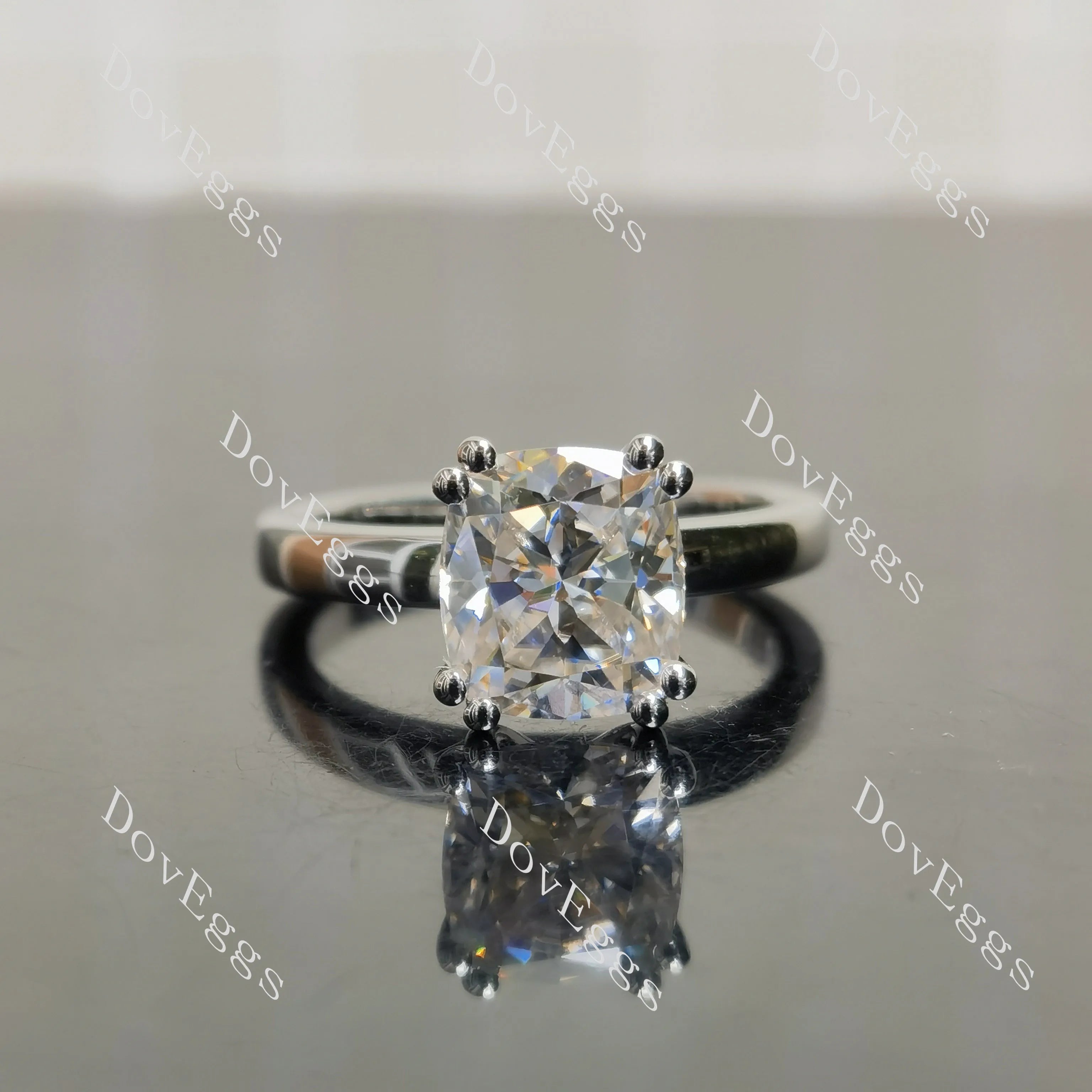(size 7.25) Doveggs sterling silver 3ct Cushion moissanite engagement ring
