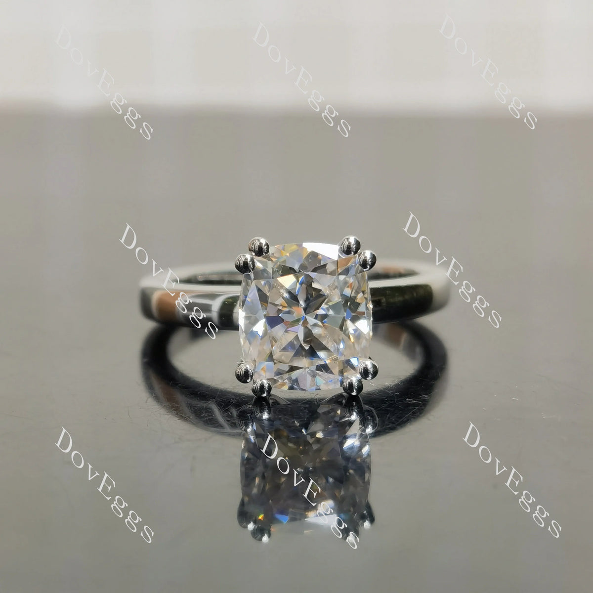 (size 7.25) Doveggs sterling silver 3ct Cushion moissanite engagement ring