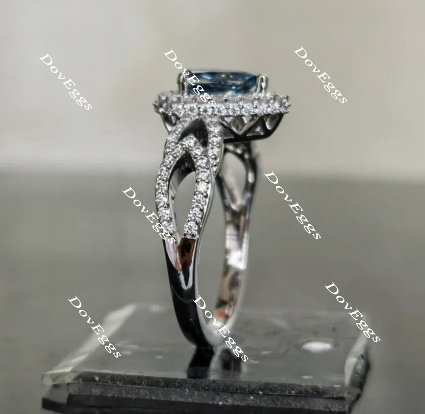 Sassanach pear pave moissanite engagement ring