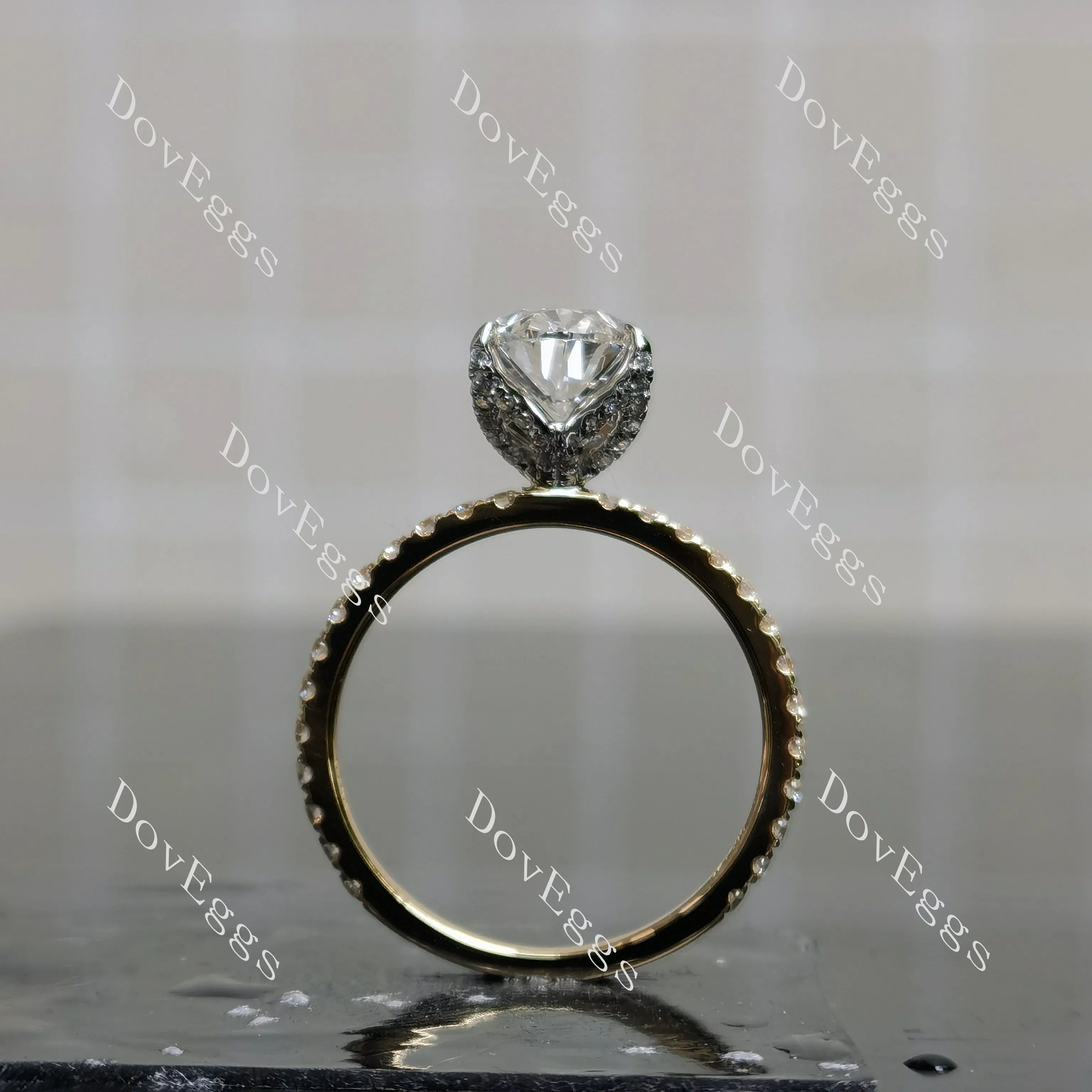 Corona-Oval pave moissanite engagement ring| DovEggs