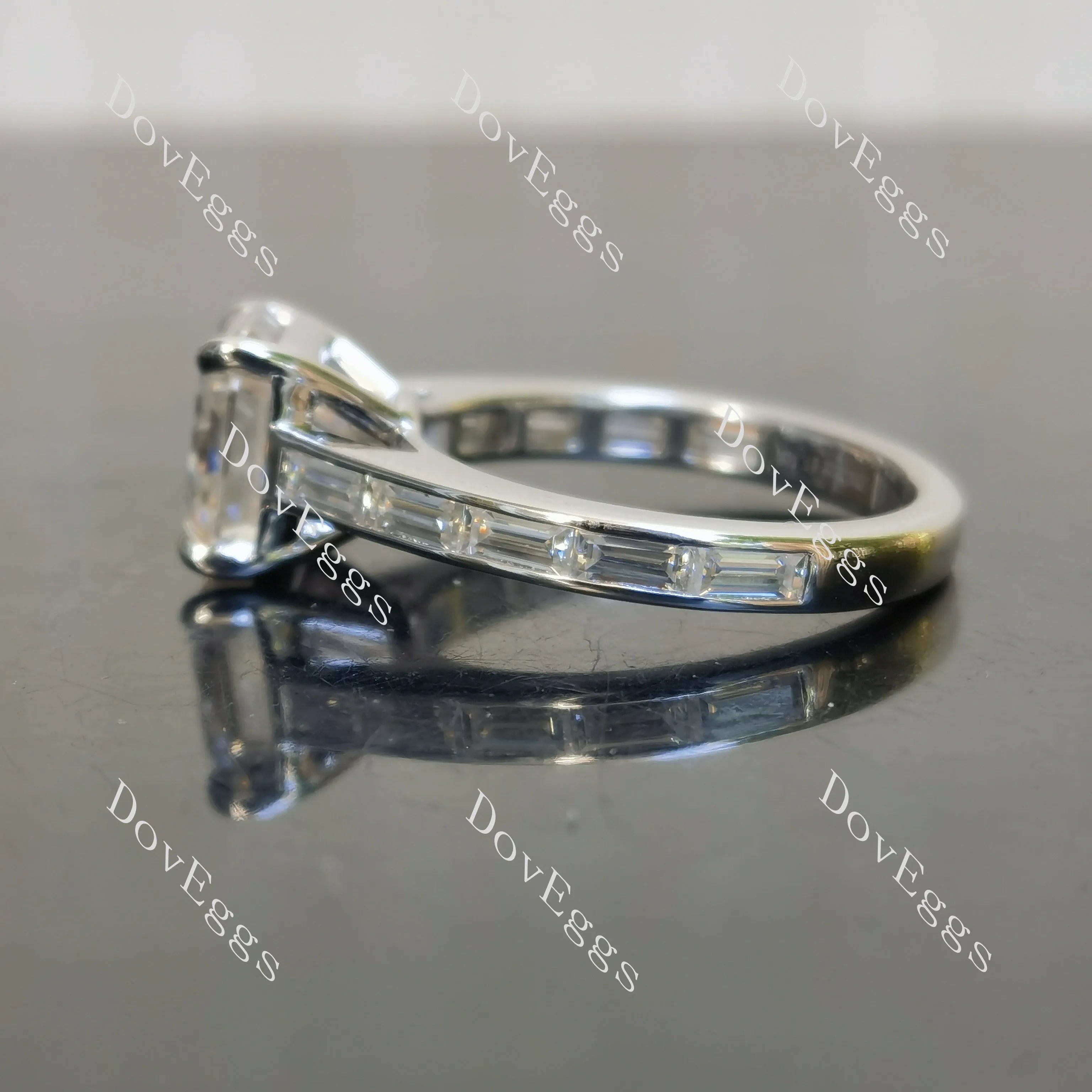Asscher channel pave moissanite engagement ring| DovEggs