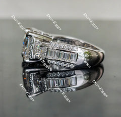 Doveggs radiant side stone halo moissanite engagement ring (engagement ring only)