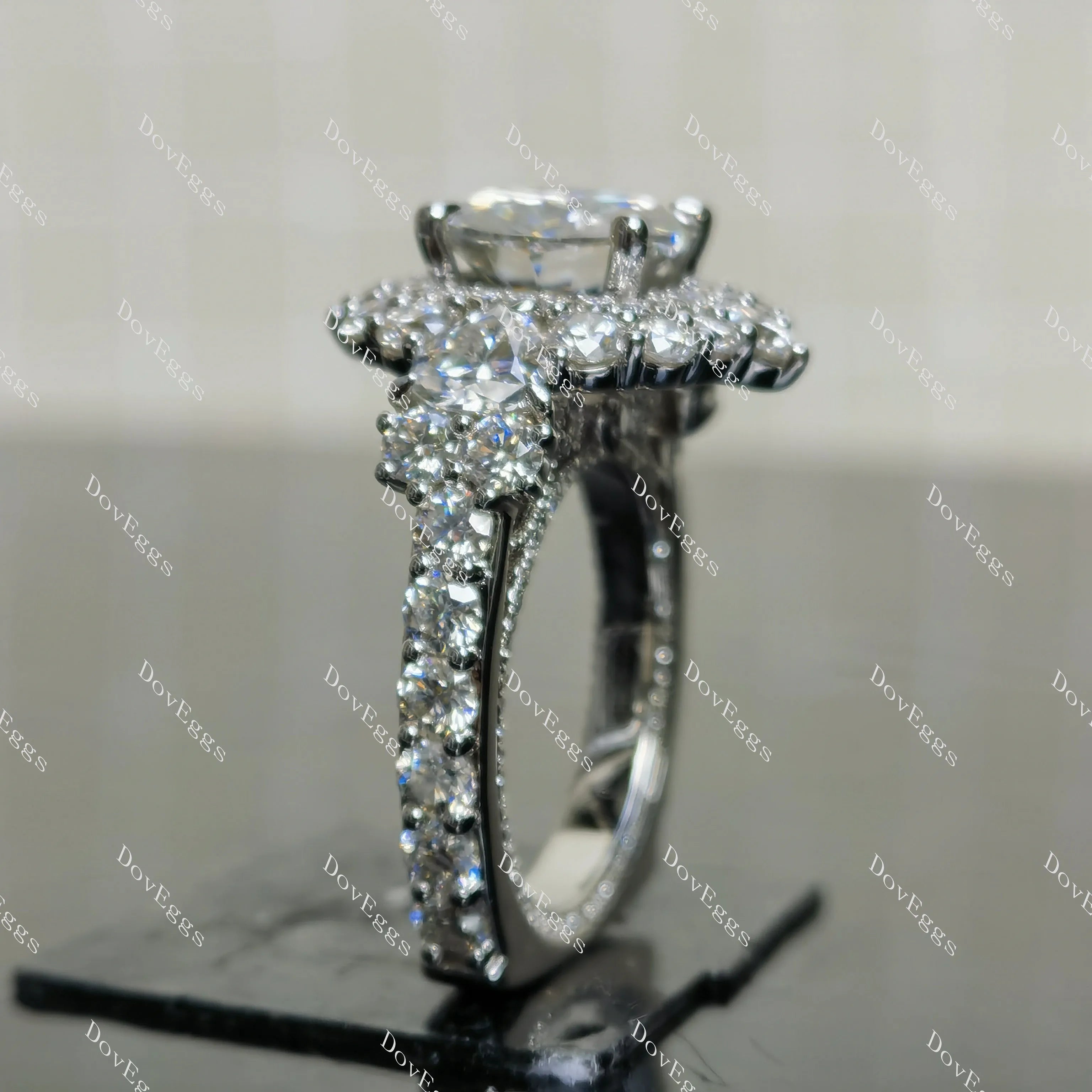 (size 7.25)Doveggs 5ct GHI color cushion moissanite engagement SS ring