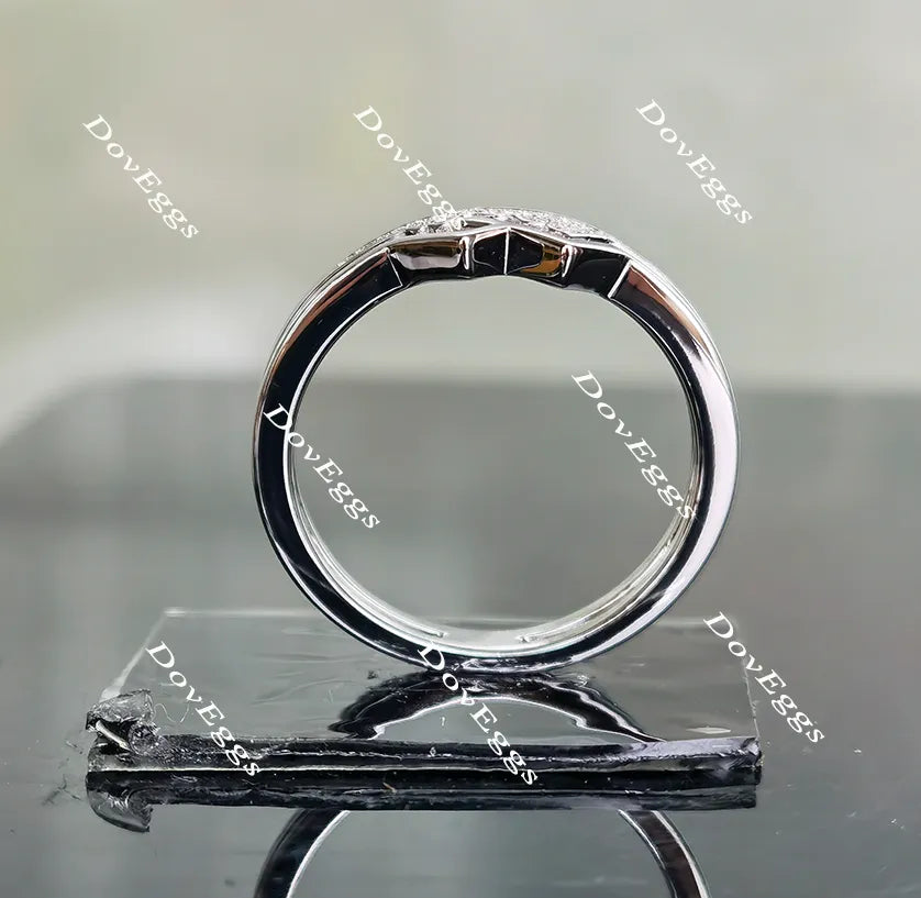 Doveggs round curved moissanite/lab grown diamond wedding band-3.5mm band width