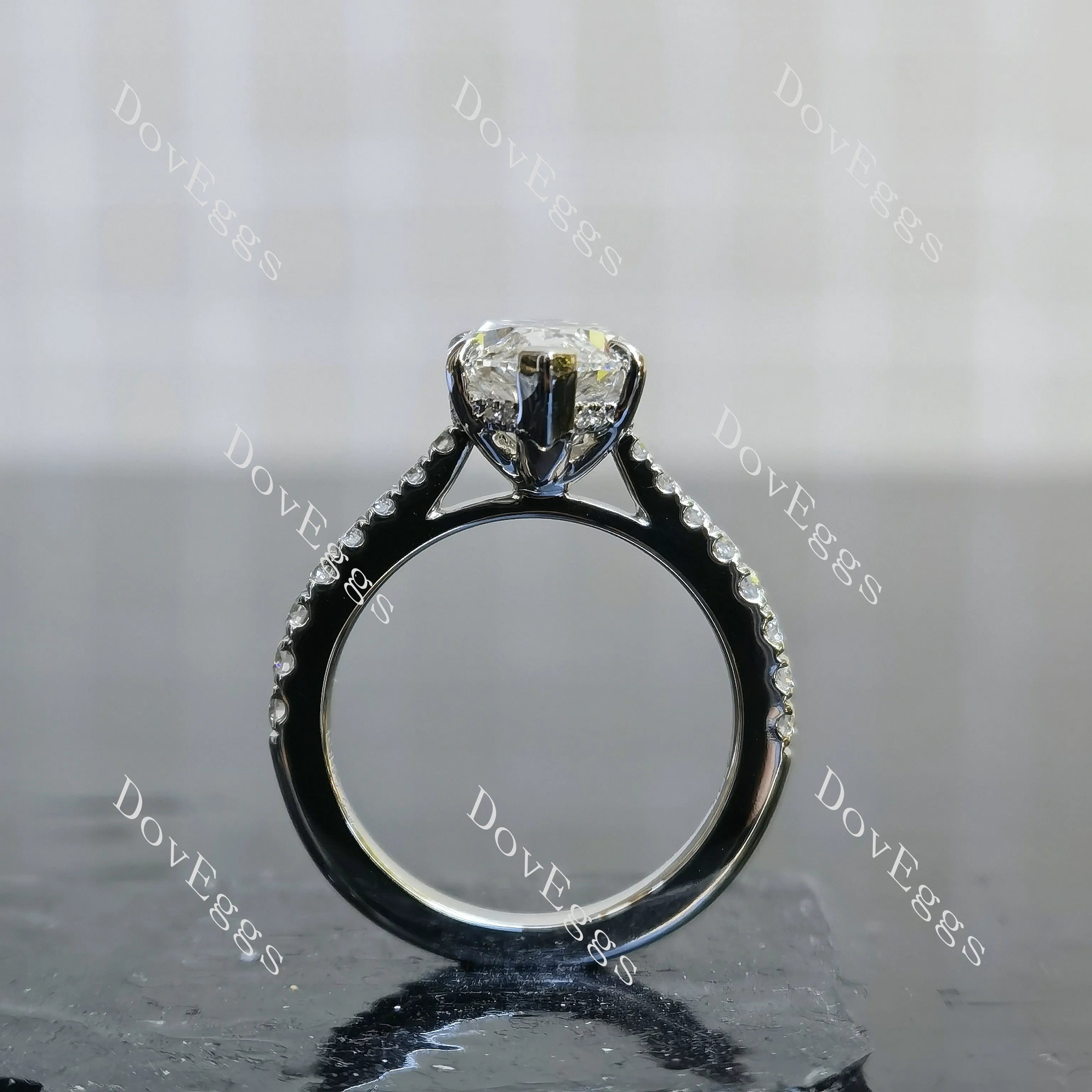 Doveggs Marquise Pave Half Eternity Lab Grown Diamond Engagement Ring