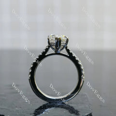 Doveggs Marquise Pave Half Eternity Lab Grown Diamond Engagement Ring