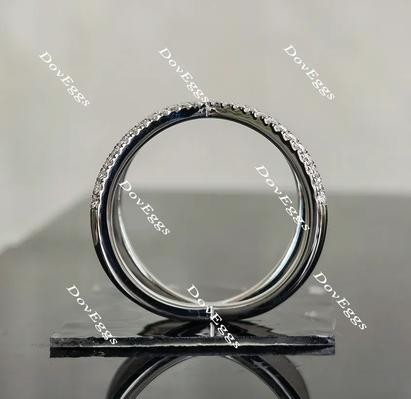 Doveggs half eternity pave moissanite/lab grown diamond wedding band-17mm band width