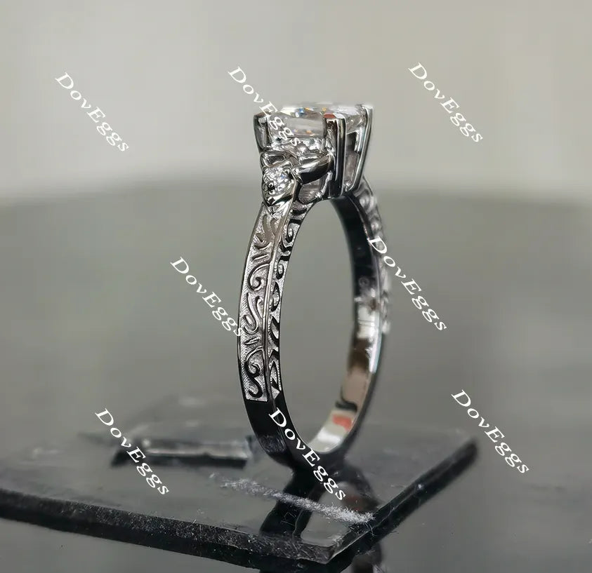Doveggs princess carved vintage moissanite engagement ring
