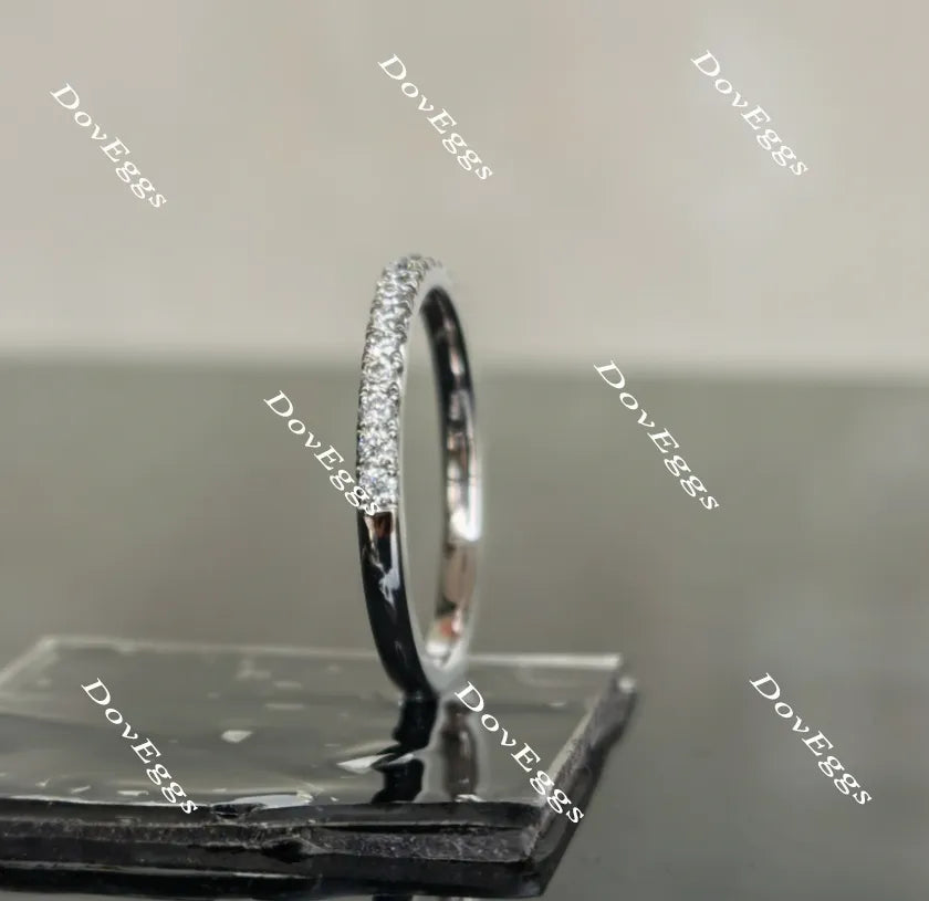 Doveggs half eternity pave moissanite/lab grown diamond guard ring/wedding band-1.8mm band width