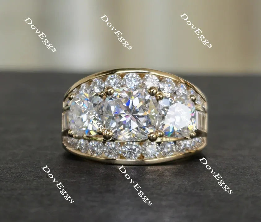 Doveggs cushion three-stone moissanite engagement ring
