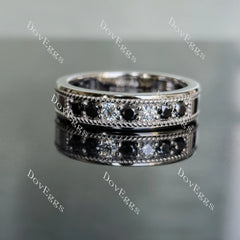 Doveggs round pave moissanite&colored gem wedding band-6mm band width