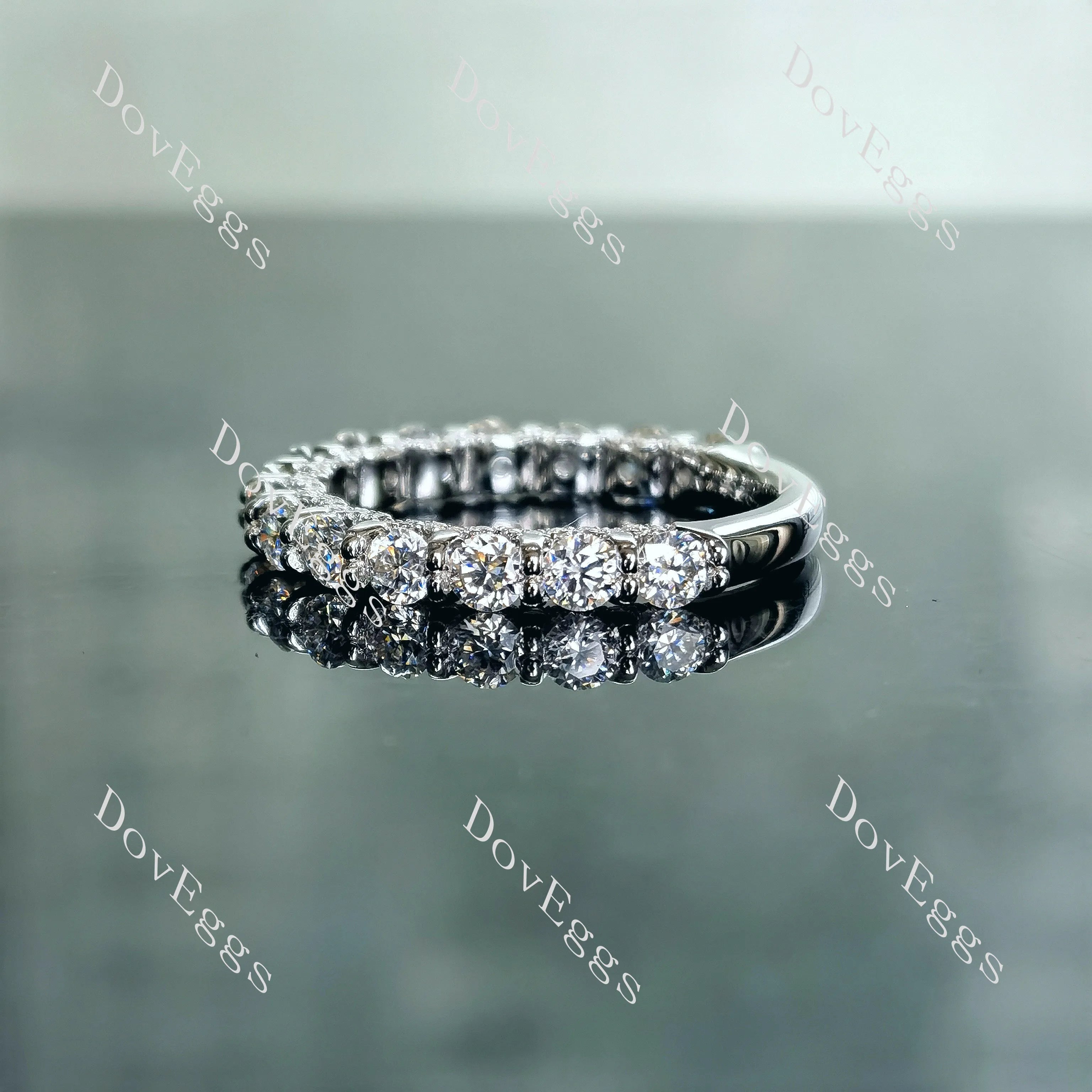 Doveggs round eternity pave moissanite/lab grown diamond wedding band (wedding band only)-2.6mm band width