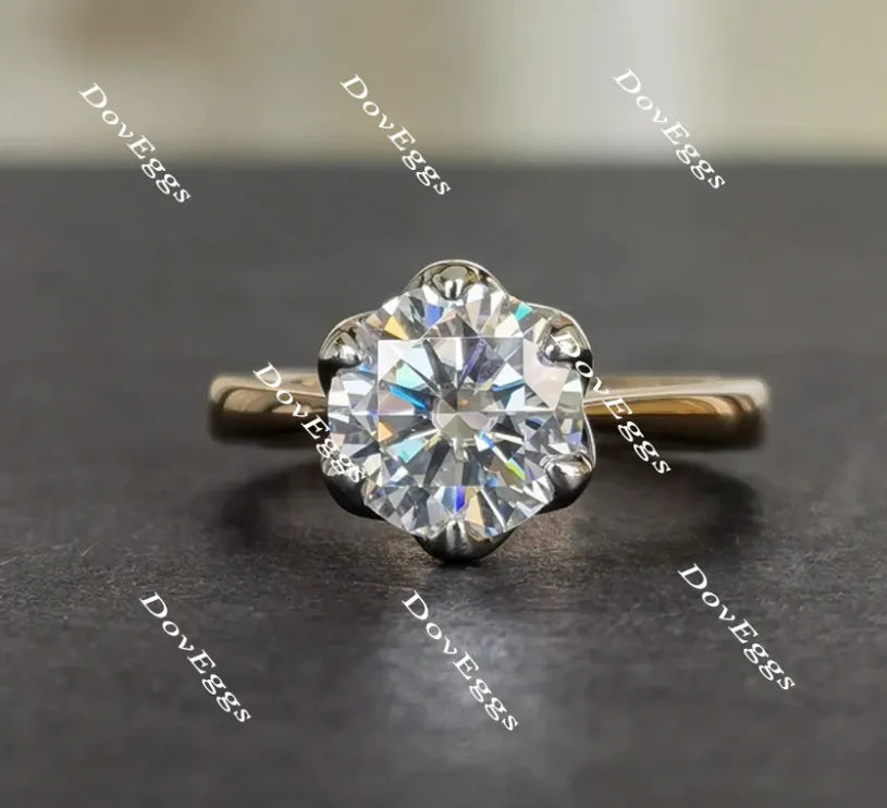 Doveggs flower shape solitaire moissanite engagement ring