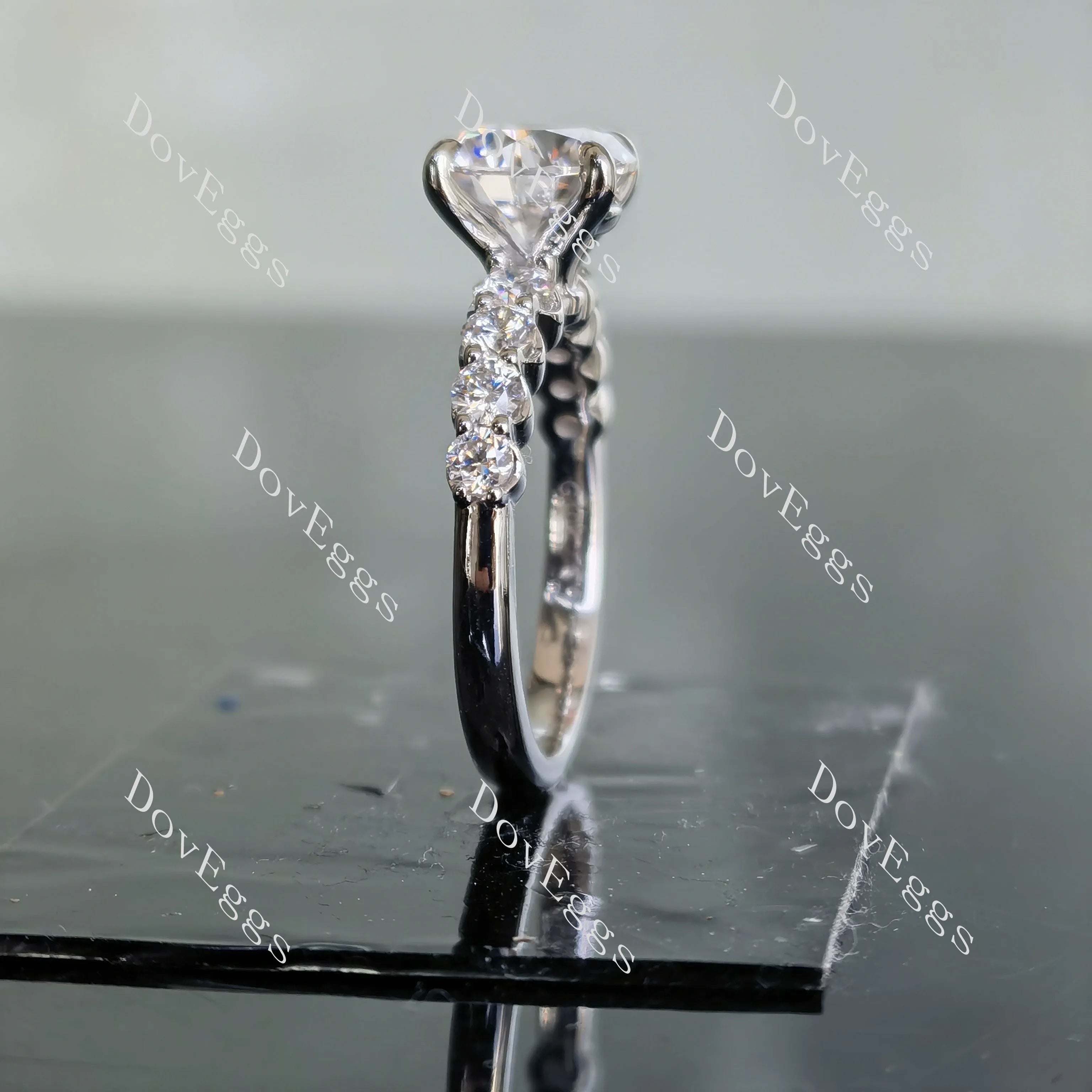 Round pave moissanite engagement ring (engagement ring only)| DovEggs