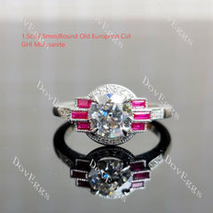 Doveggs round halo atr deco moissanite engagement ring