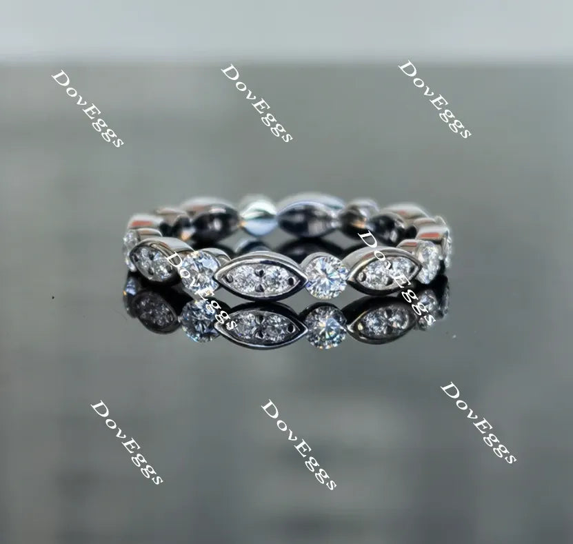 Doveggs round full eternity moissanite/lab grown diamond wedding bands-2.7mm band width