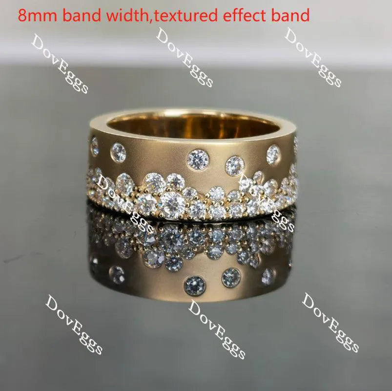 Doveggs round full eternity textured/without textured moissanite/lab grown diamond wedding band-8mm band width