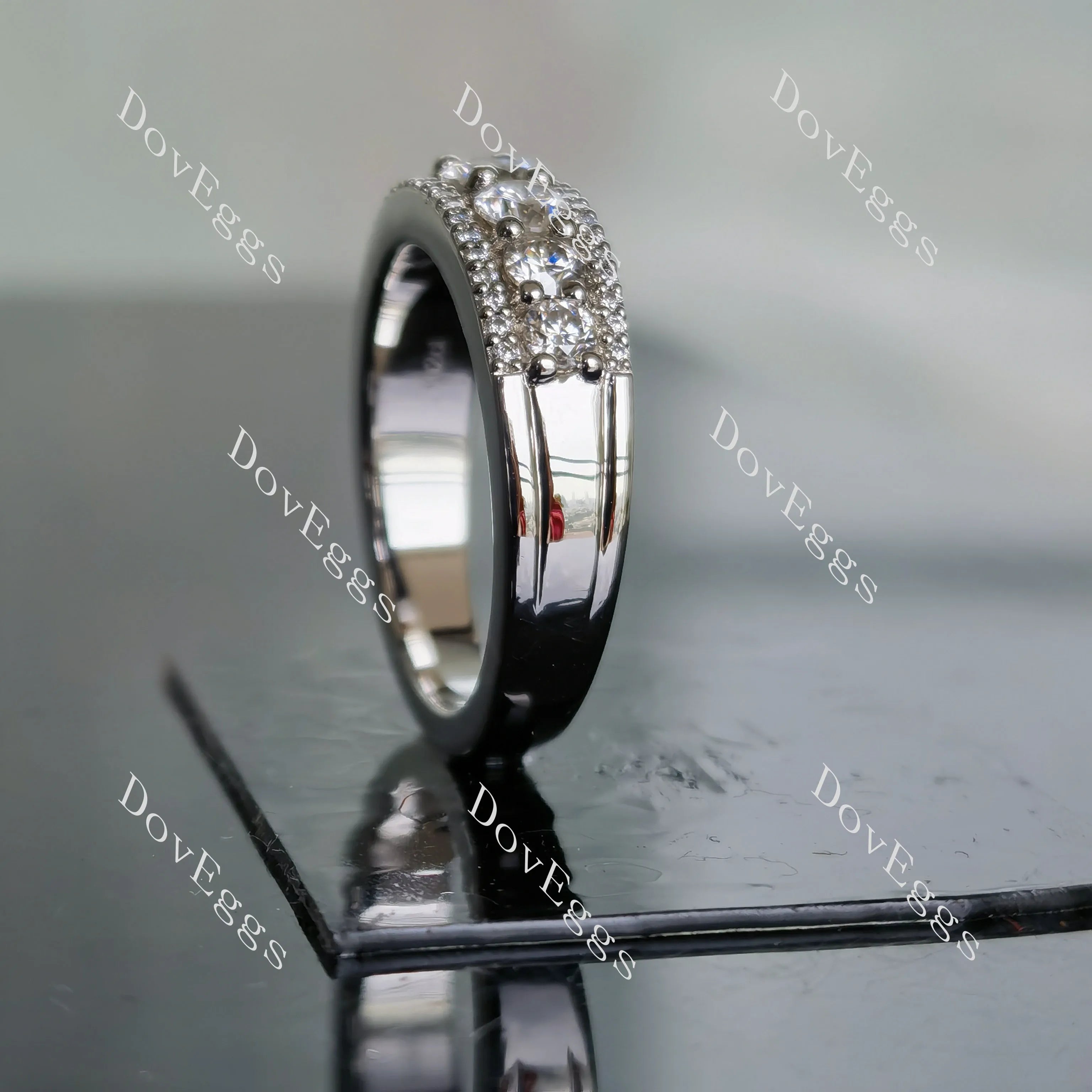 Doveggs round pave moissanite/lab grown diamond wedding band-3.0mm band width