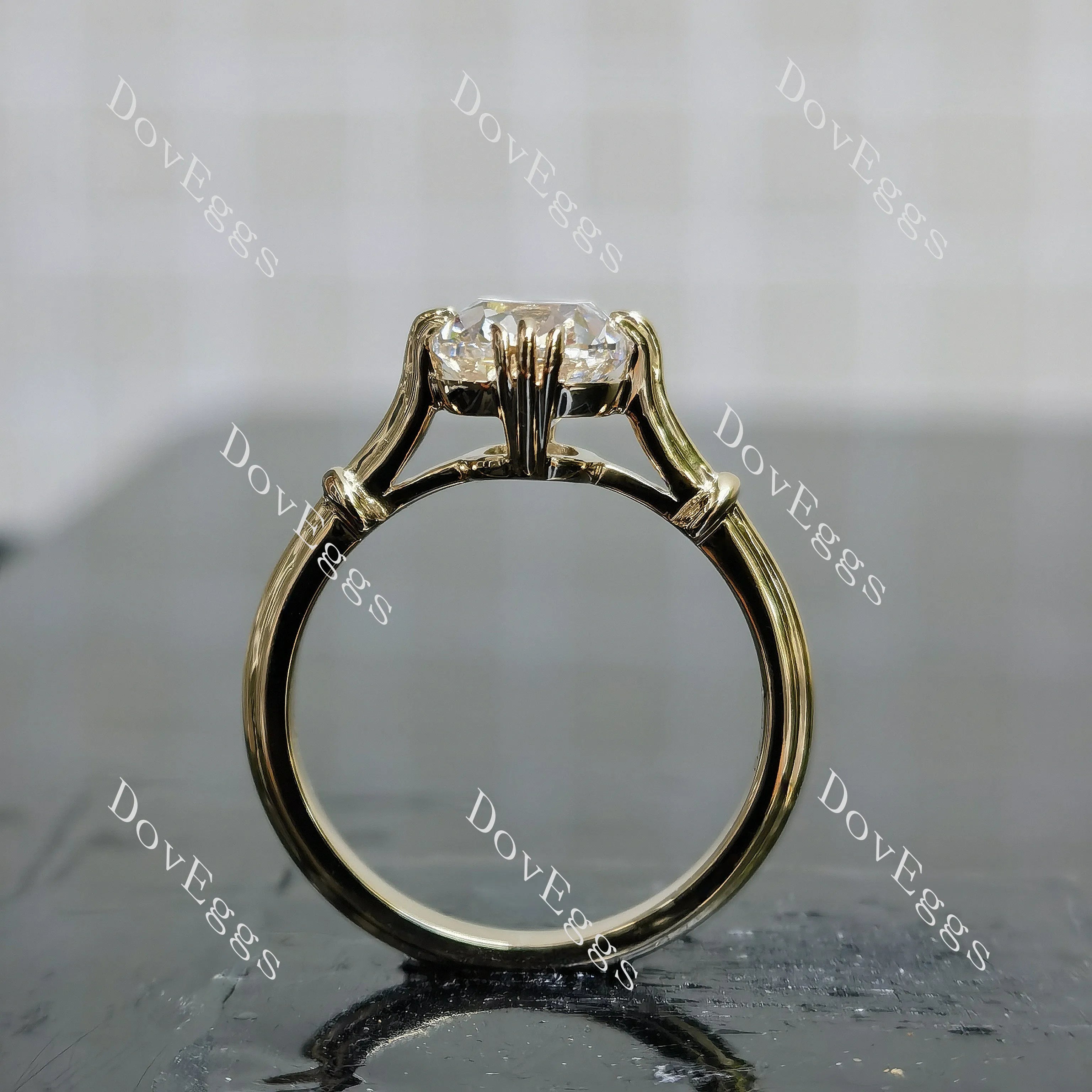 Cushion solitaire moissanite engagement ring| Doveggs