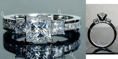 Doveggs princess three-stone channel set moissanite engagement ring