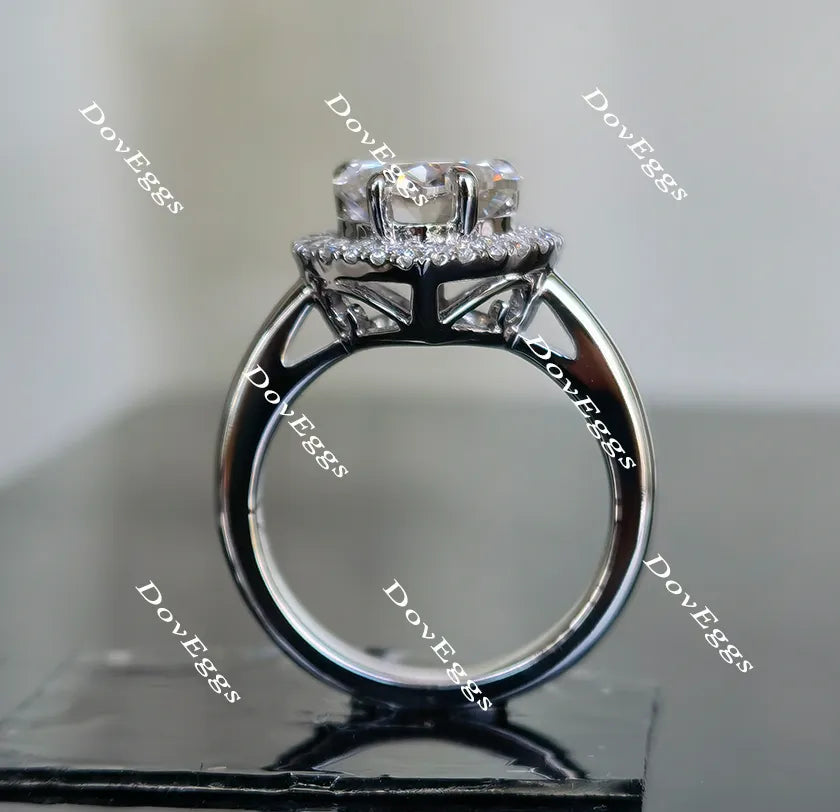 Doveggs heart halo moissanite engagement ring