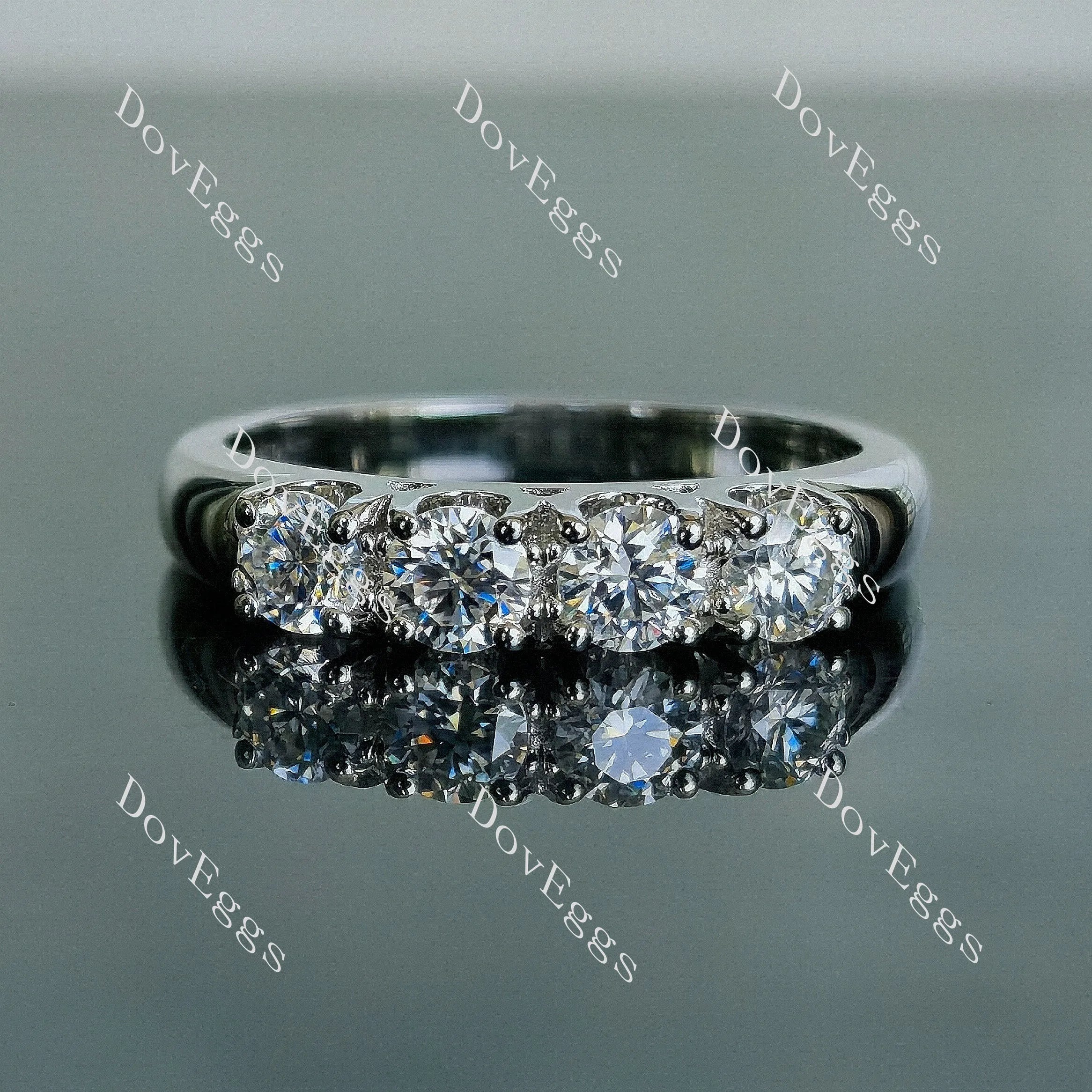 Doveggs round four stones pave moissanite/lab grown diamond wedding band-2.9mm band width