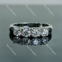 Doveggs round four stones pave moissanite/lab grown diamond wedding band-2.9mm band width