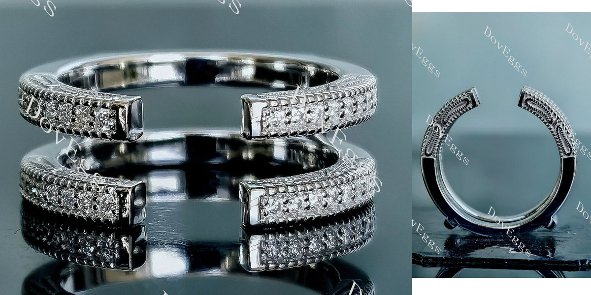 Doveggs round pave moissanite/lab grown diamond enhancer/wedding band-8.2mm band width