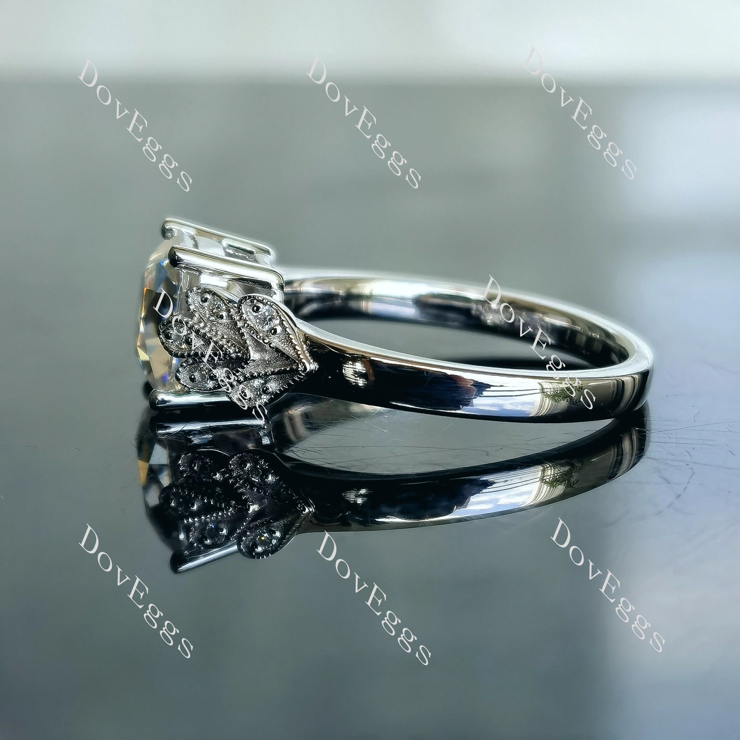 Doveggs cushion art deco moissanite engagement ring