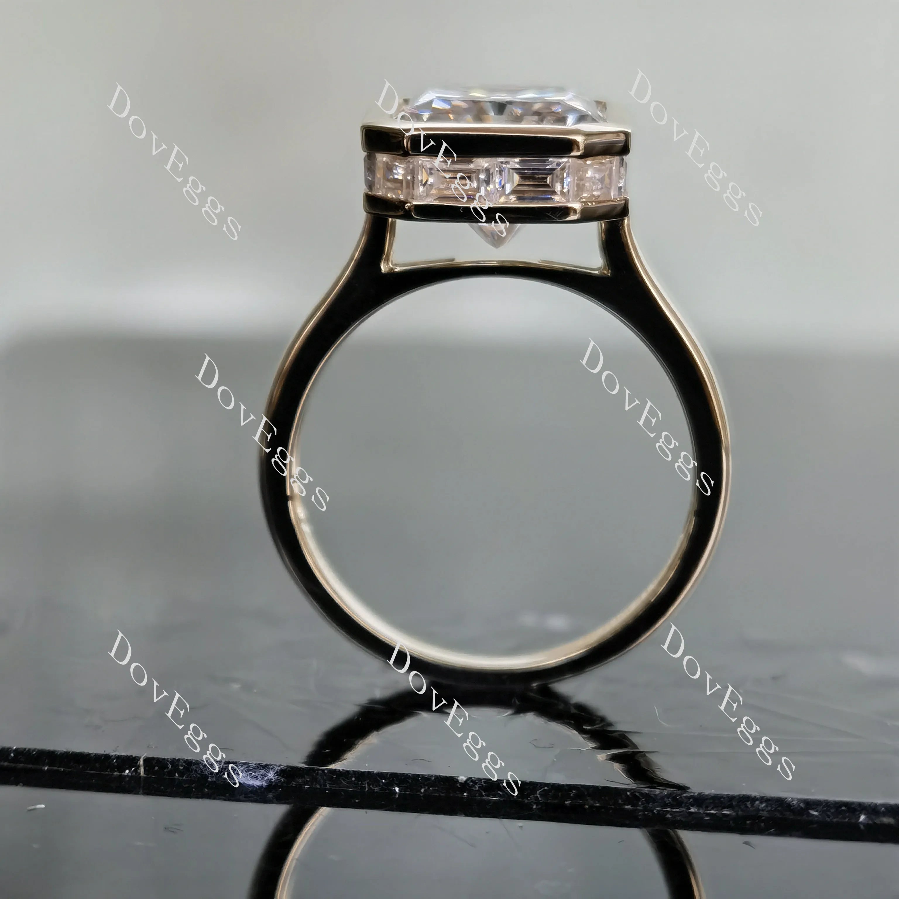 DovEggs bezel moissanite engagement ring