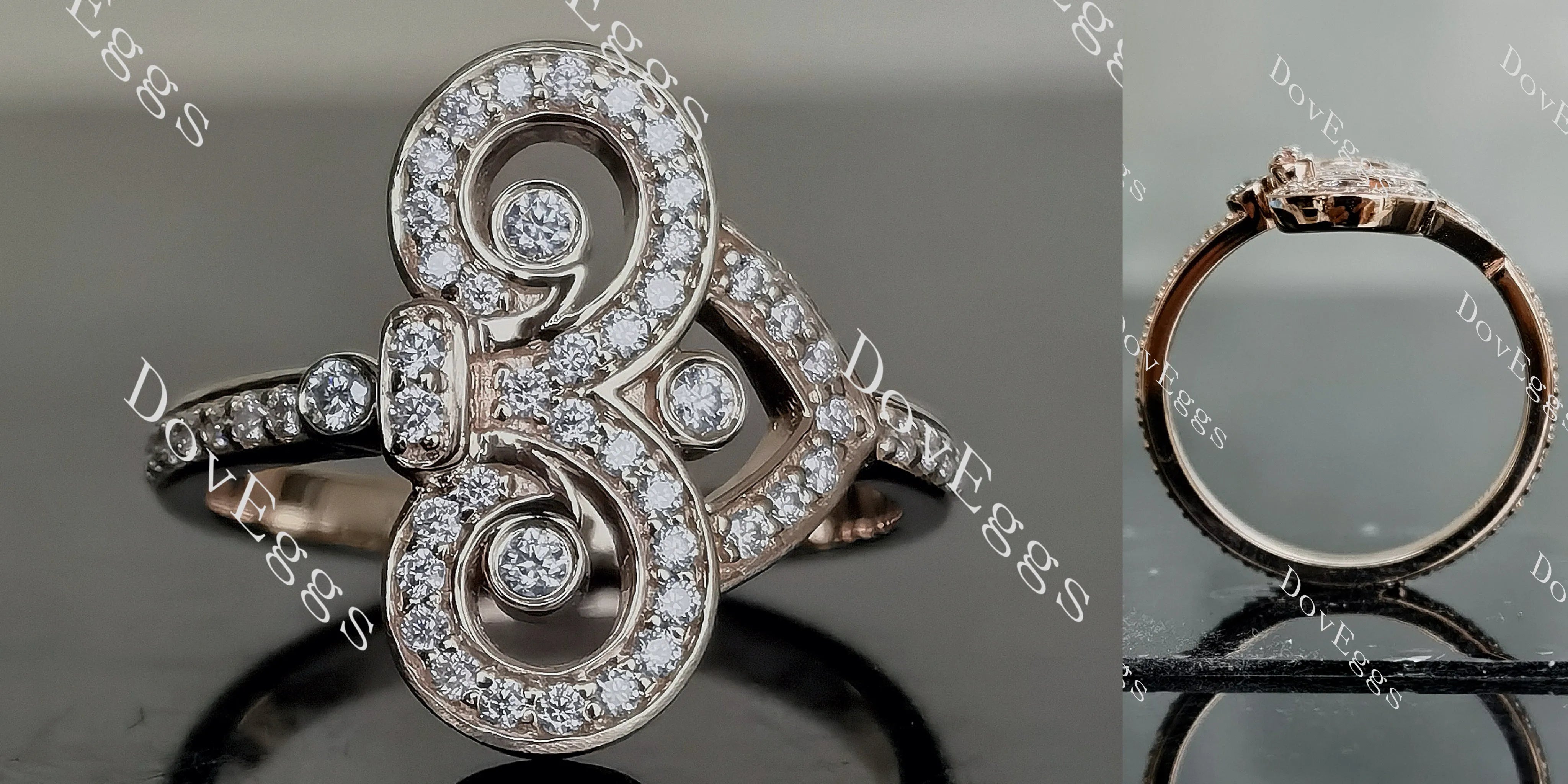 Fleur-de-lis round pave moissanite/lab grown diamond wedding band-2.2mm band width