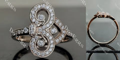 Fleur-de-lis round pave moissanite/lab grown diamond wedding band-2.2mm band width