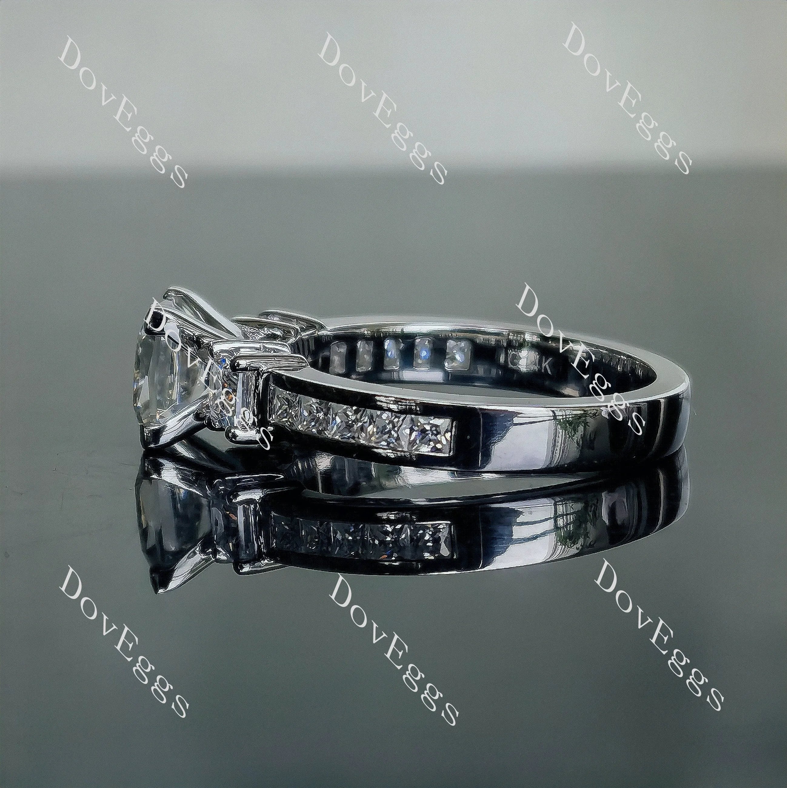 Doveggs princess three-stone channel set moissanite engagement ring