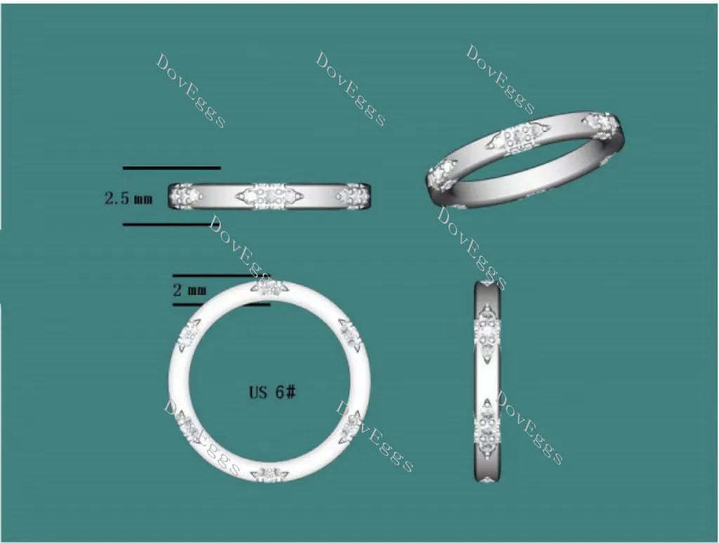 Doveggs round art deco moissanite/lab grown diamond wedding band-2.5mm band width