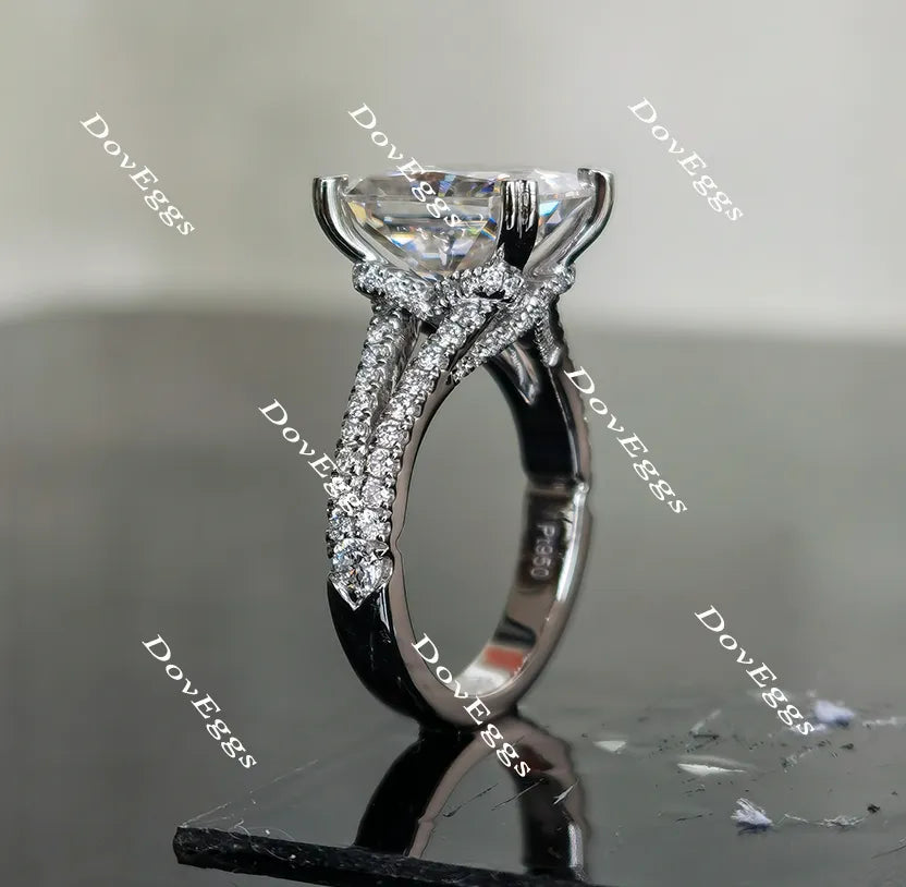 Doveggs radiant split shank pave moissanite engagement ring