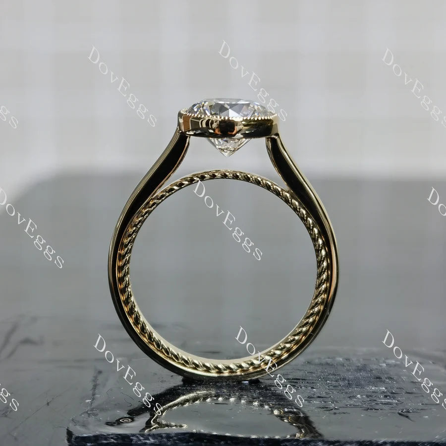 Doveggs bezel solitaire engagement ring semi-mount only(Exclusively to DovEggs Stones)