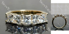 Doveggs five stone princess moissanite /Lab grown diamond wedding band/moissanite ring-2.6mm band width