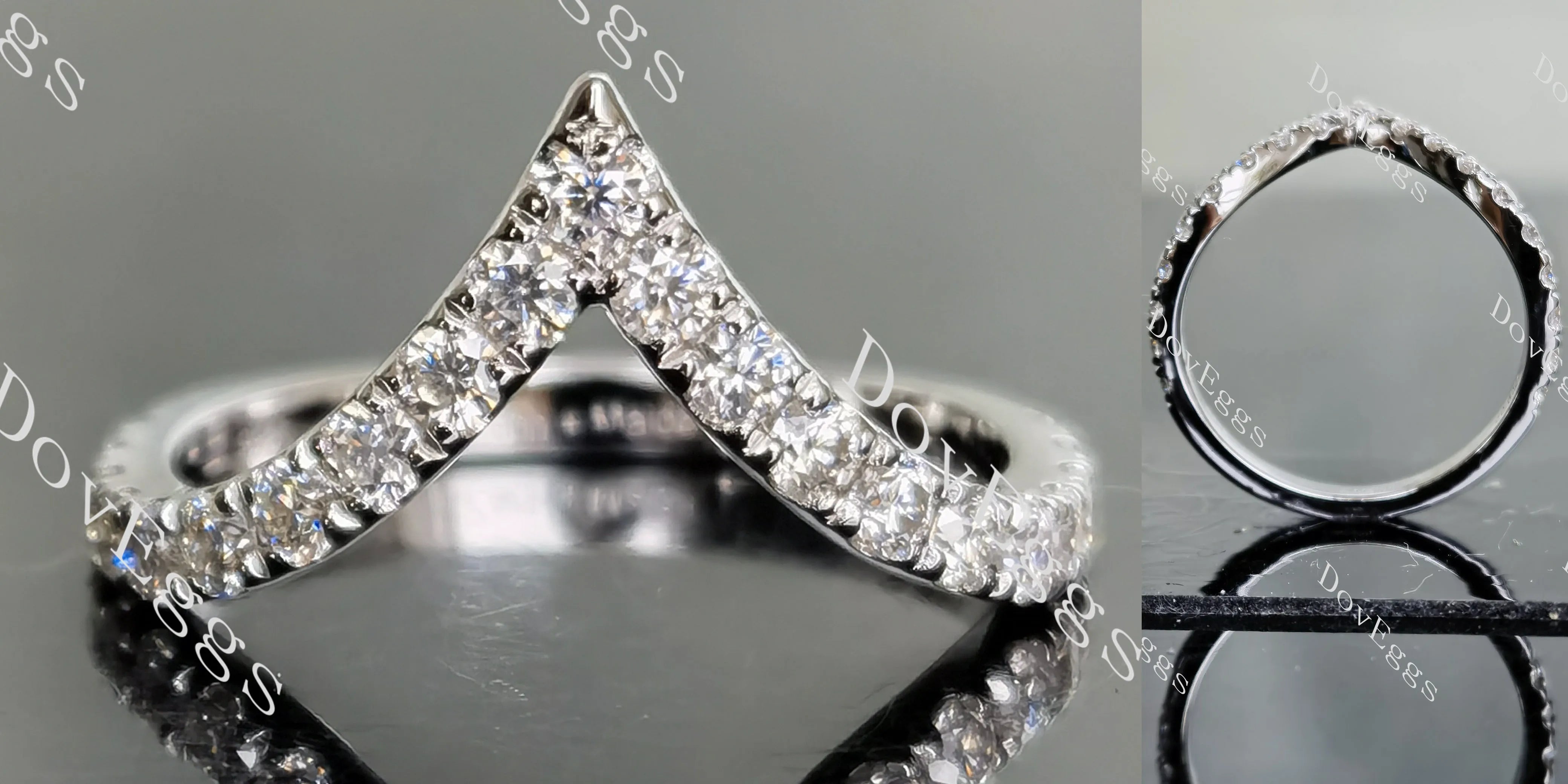 Doveggs round curved pave moissanite/lab grown diamond wedding band-2.2mm band width