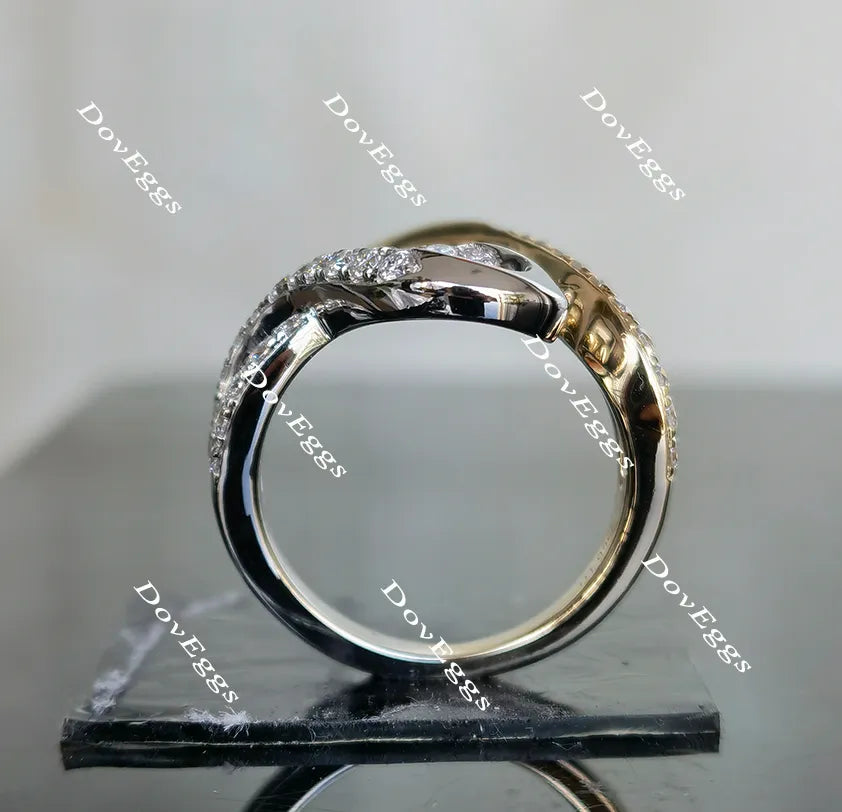 Doveggs art deco moissanite/lab grown diamond wedding band for women-2.5mm band width