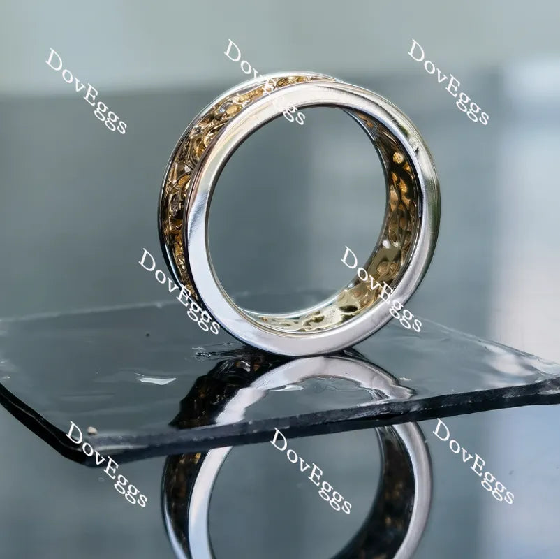 Doveggs round vintage moissanite/lab grown diamond wedding band for women-6mm band width