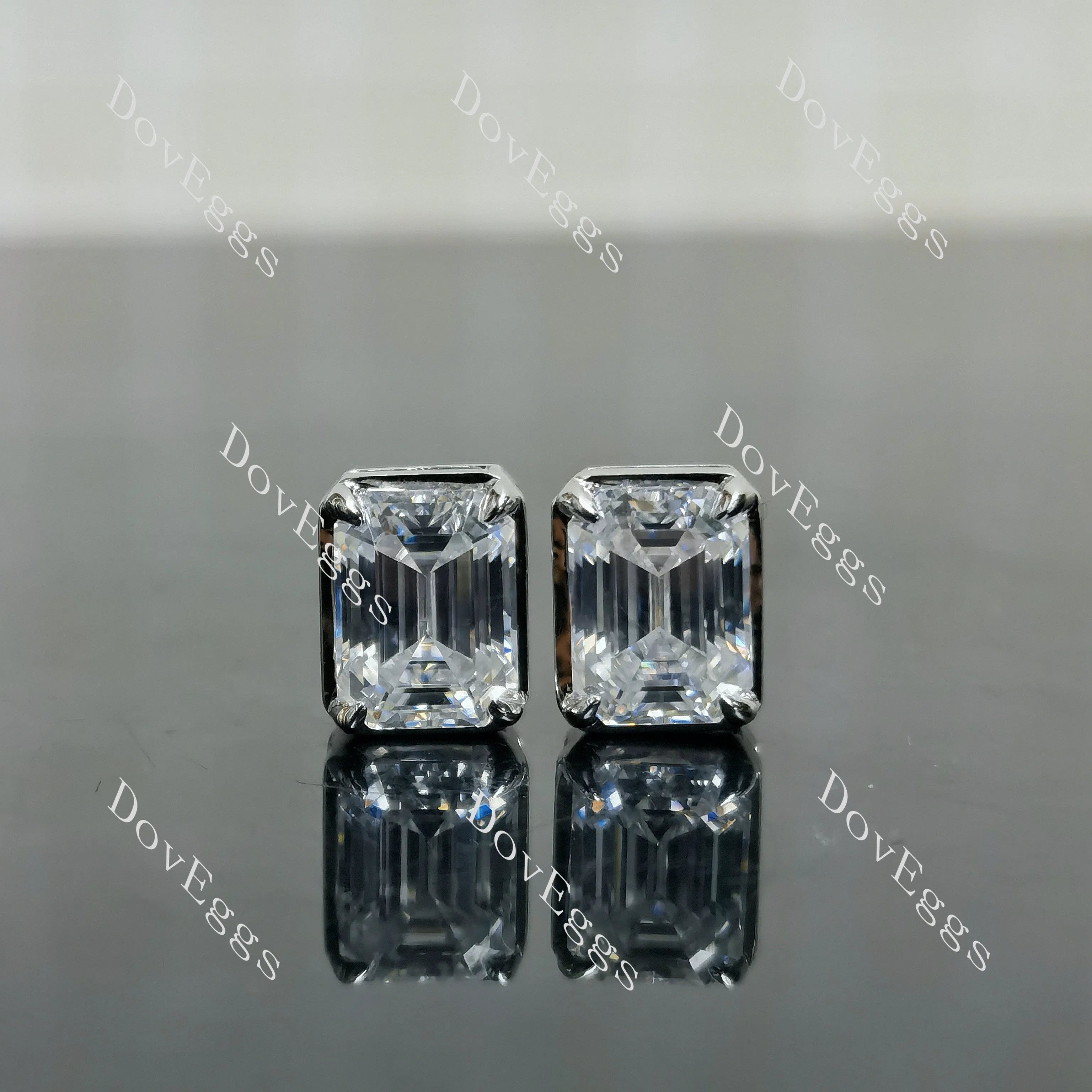 Doveggs emmerald bezel moissanite push back/screw back earrings