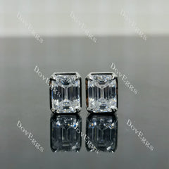 Doveggs emmerald bezel moissanite push back/screw back earrings