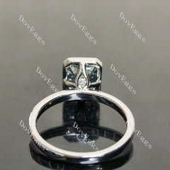 (size 7.5) Doveggs sterling silver pave emerald/princess moissanite ring