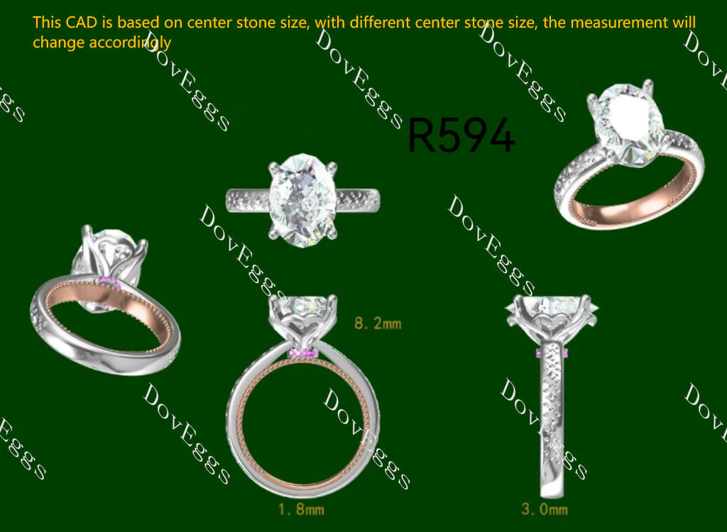 Vintage hidden halo engagement ring semi-mount only(Exclusively to DovEggs Stones)