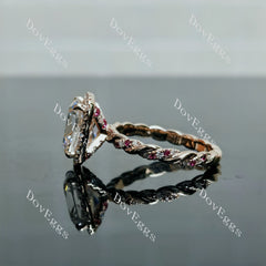 Doveggs Cushion pave halo moissanite engagement ring