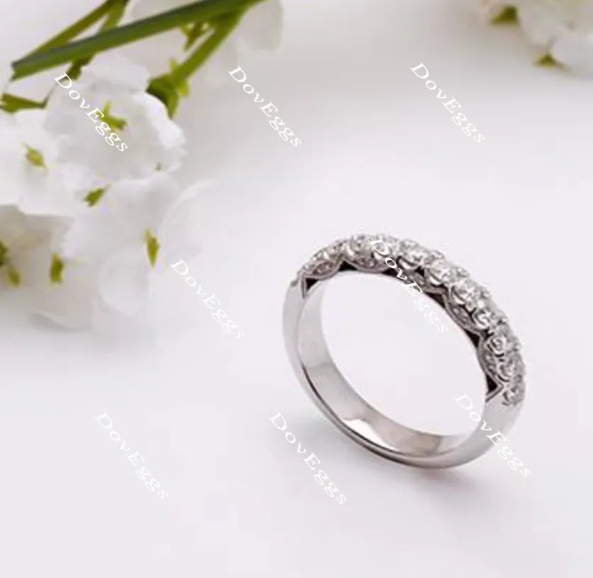 Doveggs Pave moissanite/lab grown diamond wedding band for women-4mm band width