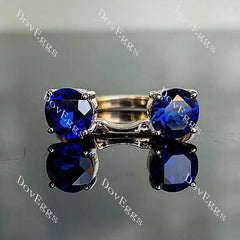 Doveggs round two stones colored gem wedding band/enhancer-1.8mm band width