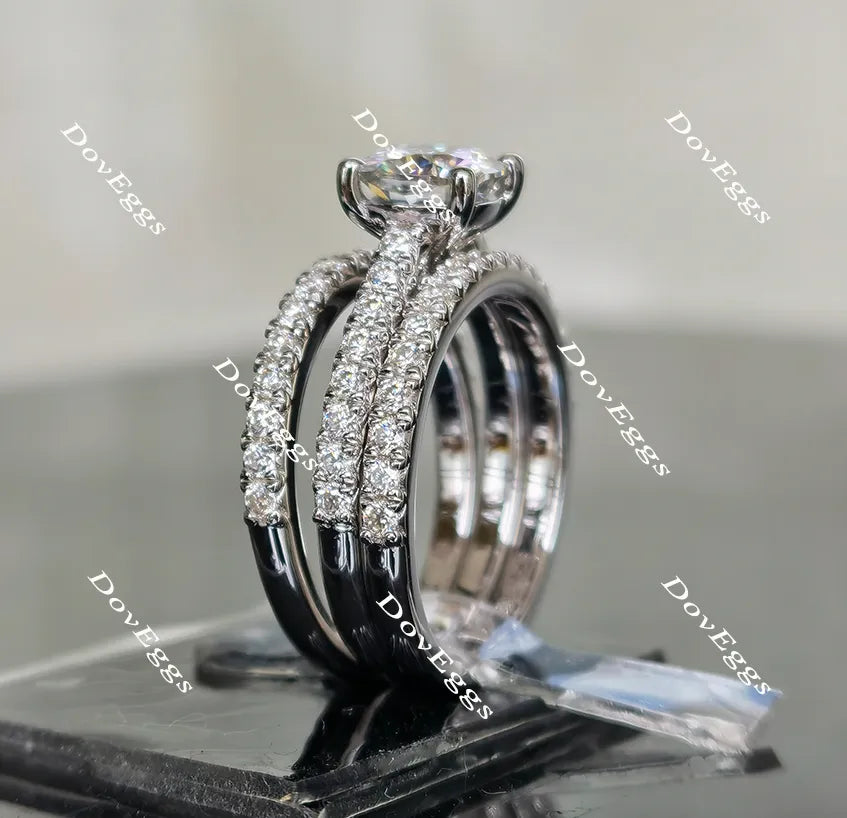 Doveggs half eternity pave moissanite/lab grown diamond wedding band(one piece of wedding band only)-1.8mm band width