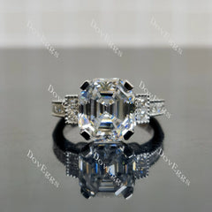 Doveggs Elizabeth Taylor Krupp cut pave side stones moissanite engagement ring