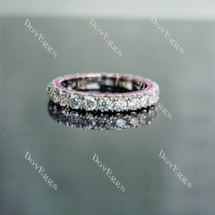 Doveggs round full eternity moissanite/lab grown diamond & colored gem wedding band-3.0mm band width